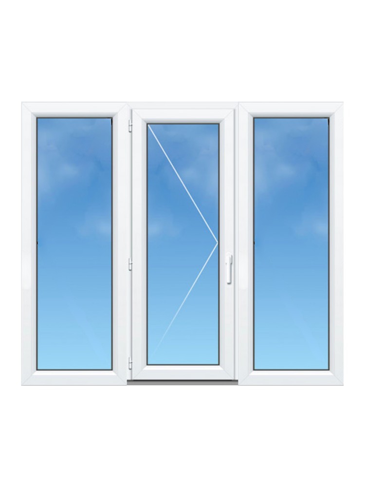 Porte-Fenêtre PVC 1 Vantail avec Fixes Latéraux Gauche et Droite sur Mesure – Gamme Élégance