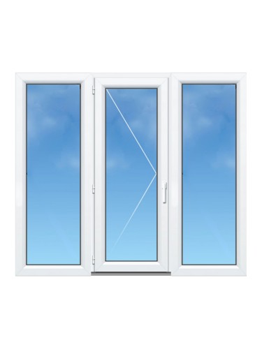 Porte-Fenêtre PVC 1 Vantail avec Fixes Latéraux Gauche et Droite sur Mesure – Gamme Élégance