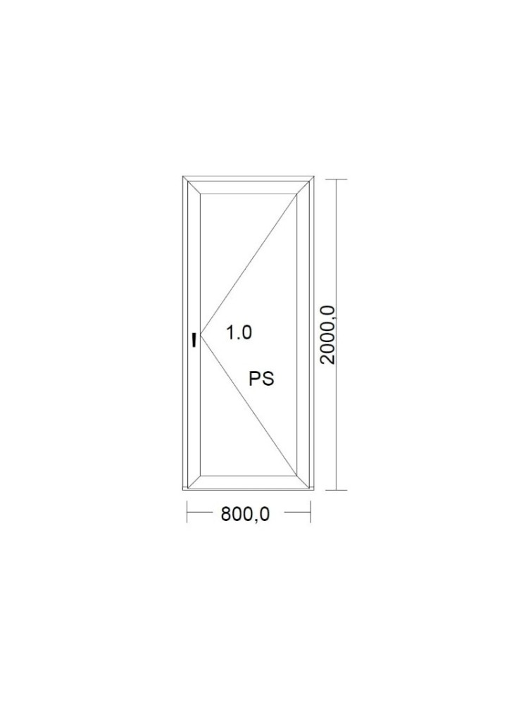 Porte de Service standard PVC blanche poussant gauche pour tableau 200 x 80