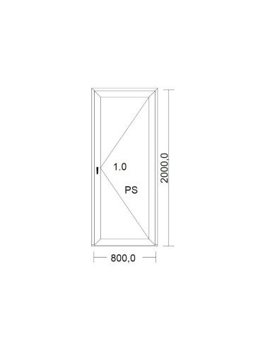 Porte de Service standard PVC blanche poussant gauche pour tableau 200 x 80