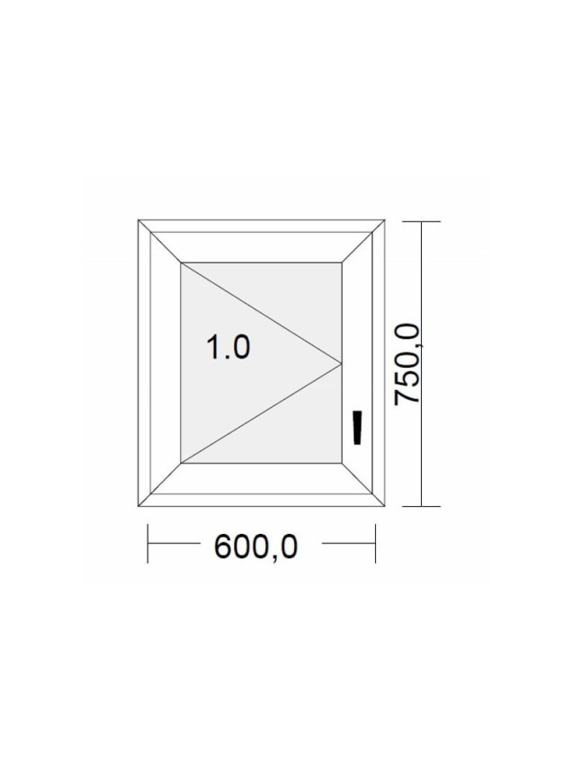 Fenêtre PVC 1 vantail à la française blanche pour tableau 75 x 60 cm tirant gauche