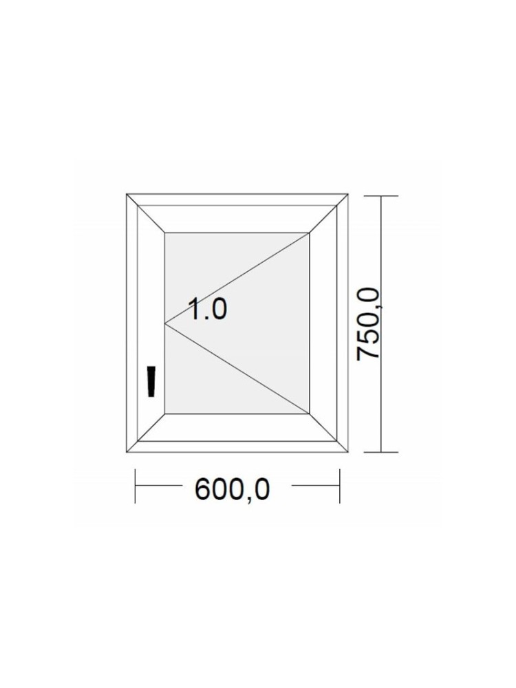 Fenêtre PVC 1 vantail à la française blanche pour tableau 75 x 60 cm tirant droit