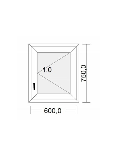 Fenêtre PVC 1 vantail à la française blanche pour tableau 75 x 60 cm tirant droit