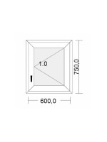 Fenêtre PVC 1 vantail à la française blanche pour tableau 75 x 60 cm tirant droit