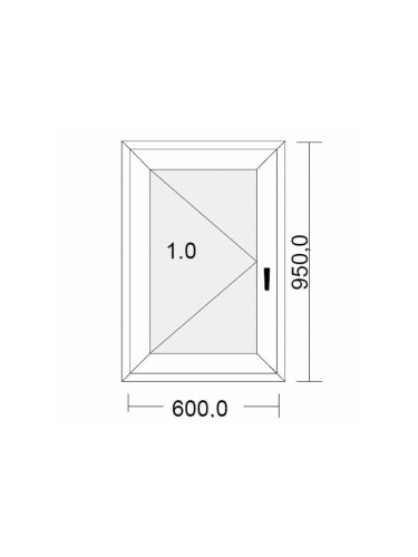 Fenêtre PVC 1 vantail à la française blanche pour tableau 95 x 60 cm tirant gauche