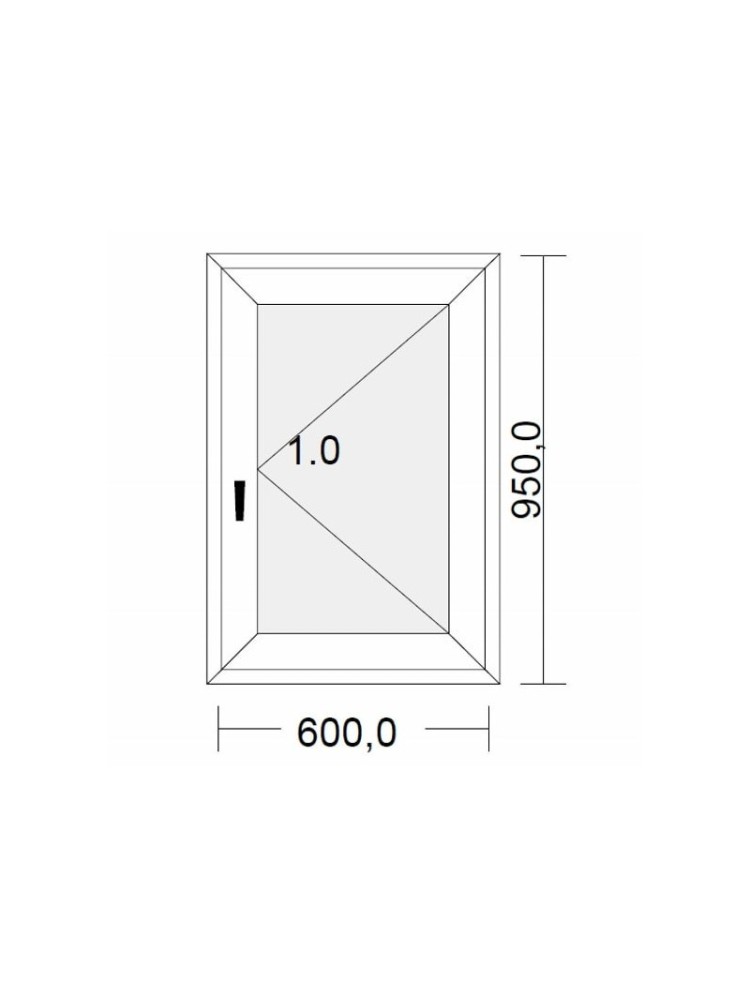 Fenêtre PVC 1 vantail à la française blanche pour tableau 95 x 60 cm tirant droit