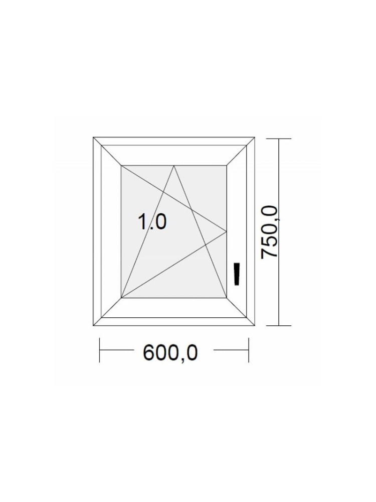 Fenêtre PVC 1 vantail oscillo-battante blanche pour tableau 75 x 60 cm tirant gauche