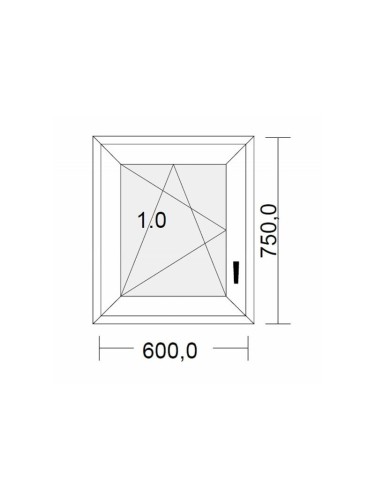 Fenêtre PVC 1 vantail oscillo-battante blanche pour tableau 75 x 60 cm tirant gauche
