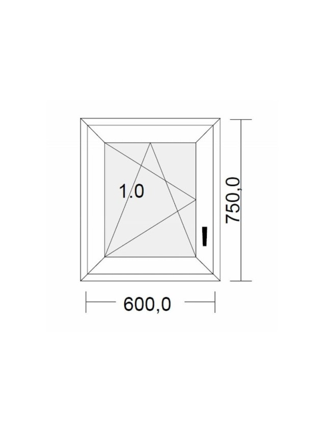 Fenêtre PVC 1 vantail oscillo-battante blanche pour tableau 75 x 60 cm tirant droit