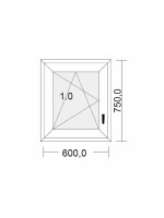 Fenêtre PVC 1 vantail oscillo-battante blanche pour tableau 75 x 60 cm tirant droit
