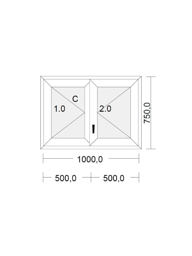 Fenêtre PVC 2 vantaux à la française blanche pour tableau 75 x 100 cm