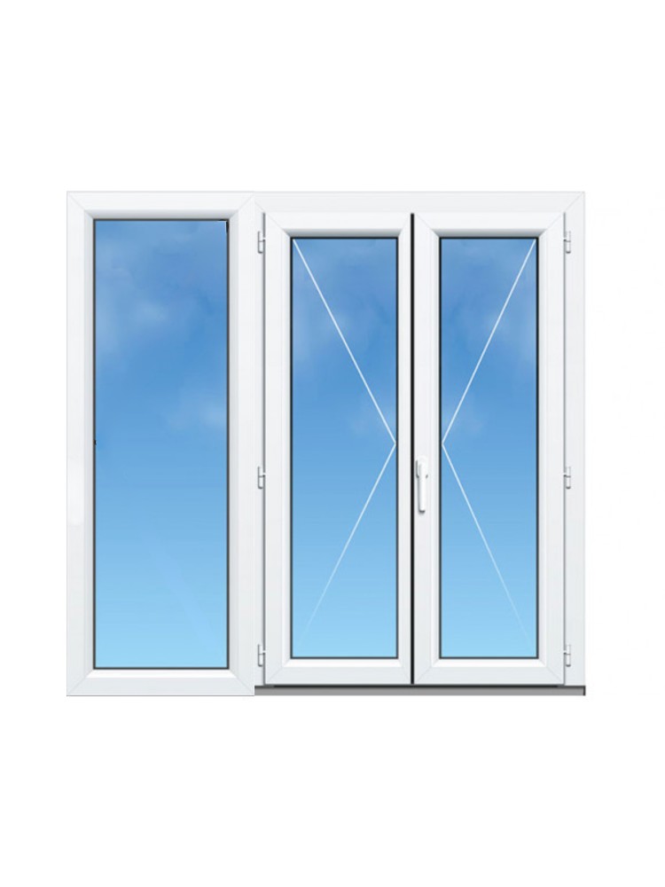 Porte-Fenêtre PVC 2 Vantaux avec Fixe à Gauche sur Mesure – Gamme Élégance