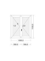 Fenêtre PVC 2 vantaux à la française blanche pour tableau 115 x 100 cm