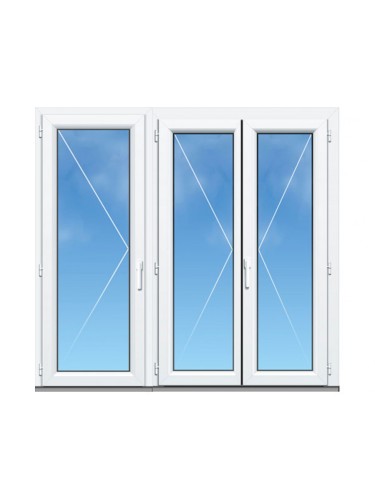 Porte-Fenêtre PVC 3 Vantaux (Vantail Seul à Gauche) sur Mesure – Gamme Élégance