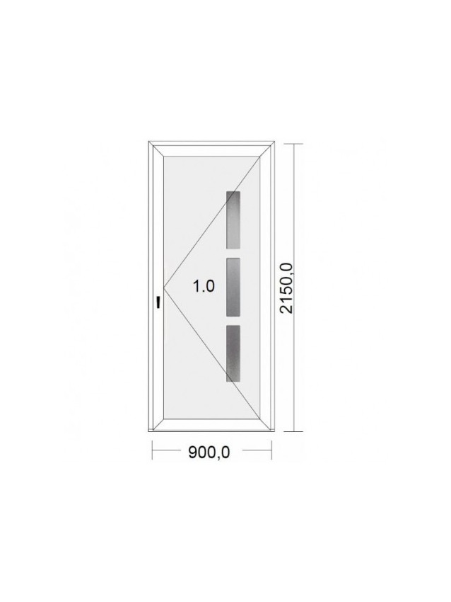 Porte d'entrée standard PVC New-York poussant gauche pour tableau 215 x 90