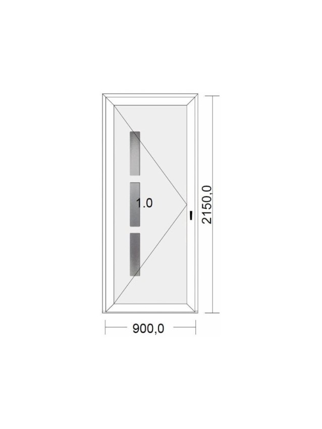 Porte d'entrée standard PVC  New-York  poussant droit pour tableau  215 x 90