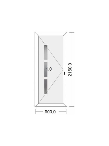 Porte d'entrée standard PVC  New-York  poussant droit pour tableau  215 x 90