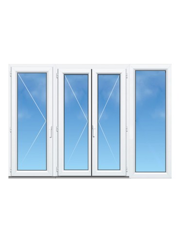 Porte-Fenêtre PVC 3 Vantaux (Vantail Seul à Gauche) avec Fixe Latéral sur Mesure – Gamme Élégance