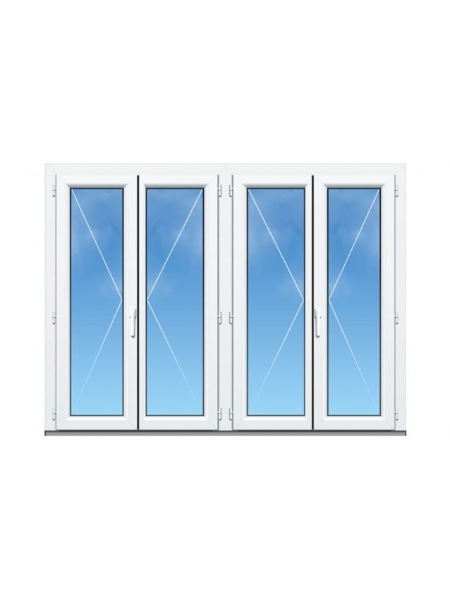 Porte-Fenêtre PVC 4 Vantaux (2x2 Vantaux) sur Mesure – Gamme Élégance