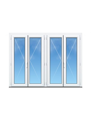 Porte-Fenêtre PVC 4 Vantaux (2x2 Vantaux) sur Mesure – Gamme Élégance