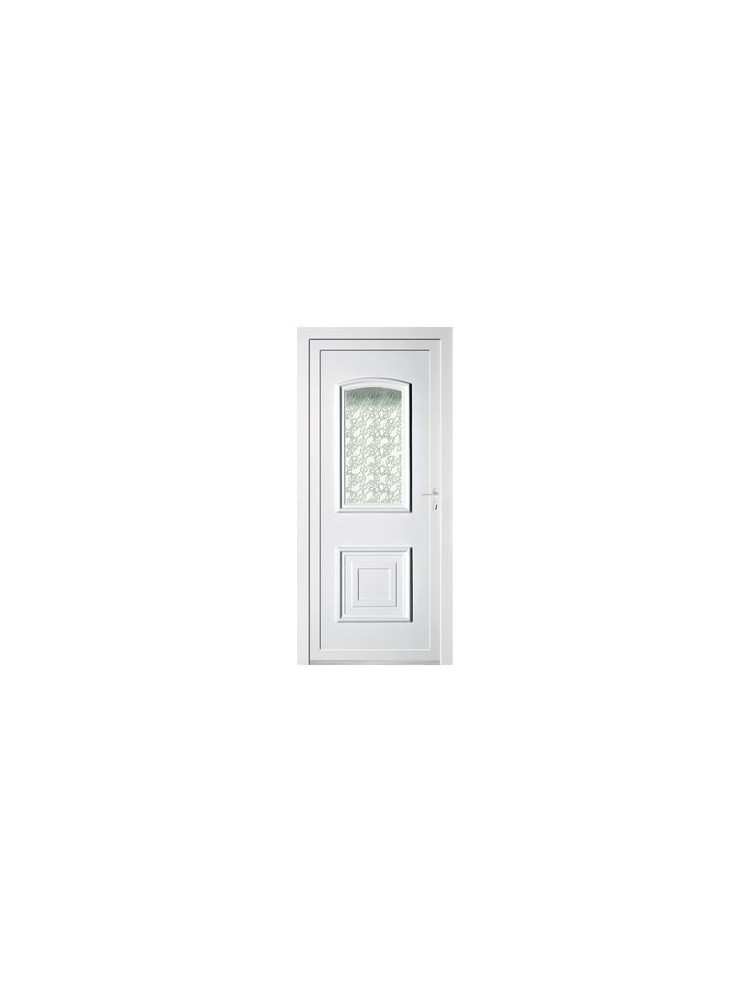 Porte d’entrée PVC RACHELLE – Gamme Tradition – Panneau mouluré & vitrage Delta Clair