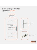 Porte d’entrée PVC INGRID – Gamme Tradition – Panneau mouluré & vitrage décoratif vitrail