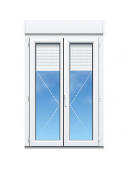 Portes-fenêtres PVC 2 vantaux Ouvrant à la française Blanche et volet