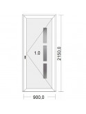 Porte d'entrée standard PVC  New-York  poussant gauche pour tableau  215 x 90