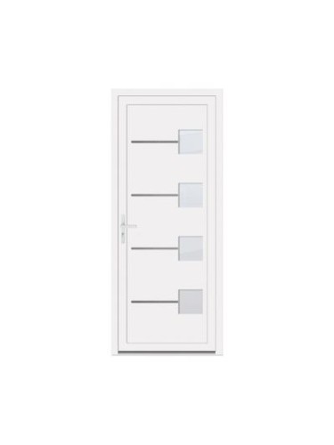 Porte d’entrée PVC ARIELLE – Gamme Contemporaine – Design moderne & insert inox décoratif