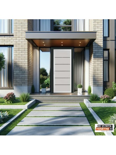 Porte d’entrée PVC KRYSTEN – Gamme Glass – Entièrement vitrée décor dépoli & motif transparent