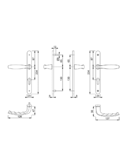 Double béquille blanche pour ouvrant 70 mm sans cylindre