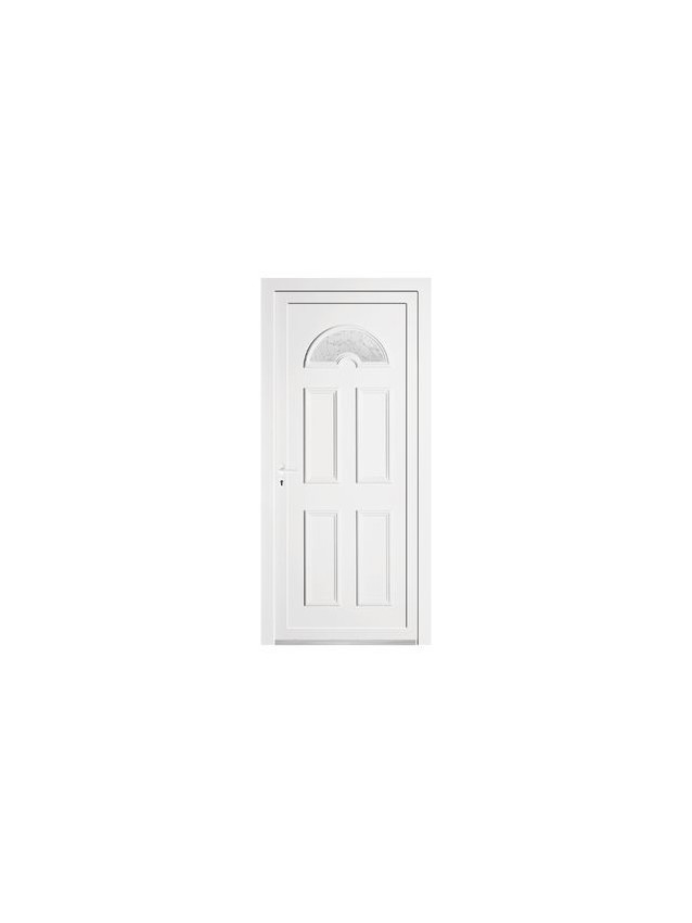 Porte d’entrée PVC NAPY 1/3 Vitrée – Panneau mouluré & hublot haut – Gamme Tradition