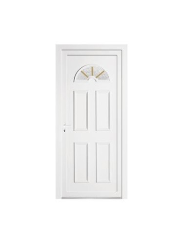 Porte d’entrée PVC NAPY 1/3 Vitrée – Panneau mouluré & hublot haut – Gamme Tradition