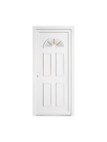 Porte d’entrée PVC NAPY 1/3 Vitrée – Panneau mouluré & hublot haut – Gamme Tradition