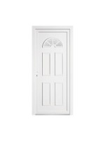 Porte d’entrée PVC NAPY 1/3 Vitrée – Panneau mouluré & hublot haut – Gamme Tradition