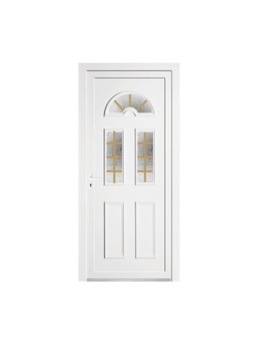 Porte d’entrée PVC NAPY Vitrée – Panneau mouluré & vitrage Delta – Gamme Élégance Tradition