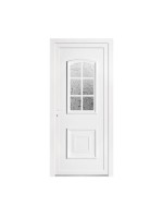 Porte d’entrée PVC BIRDY Vitrée – Panneau mouluré, vitrage Delta & croisillons – Gamme Élégance Tradition
