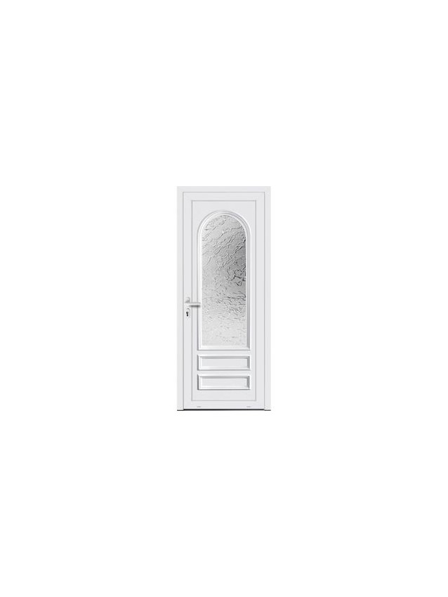 Porte d’entrée PVC MOLY Vitrée – Panneau mouluré & vitrage Delta – Gamme Élégance Tradition