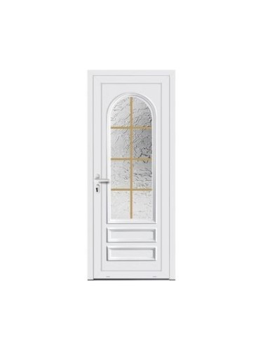 Porte d’entrée PVC MOLY Vitrée – Panneau mouluré & vitrage Delta – Gamme Élégance Tradition