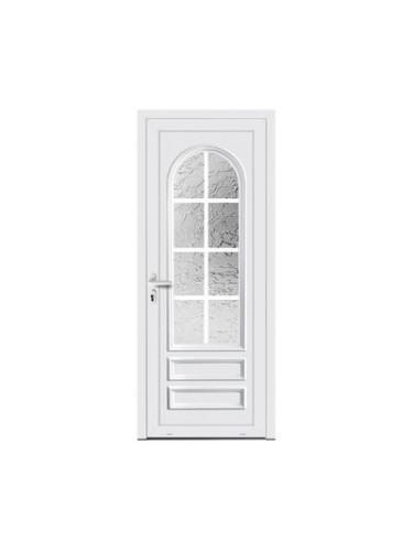 Porte d’entrée PVC MOLY Vitrée – Panneau mouluré & vitrage Delta – Gamme Élégance Tradition