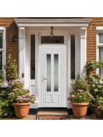 Porte d’entrée PVC KATY Vitrée – Panneau mouluré & vitrage Delta – Gamme Élégance Tradition