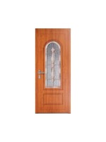 Porte d’entrée PVC MOLY Vitrail Modèle B – Panneau mouluré & véritable vitrail – Gamme Élégance Tradition