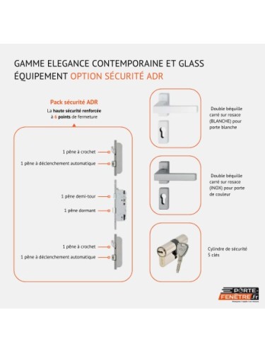 Porte d’entrée PVC BLANDINE sur mesure – Design géométrique & vitrage sablé – Gamme Élégance