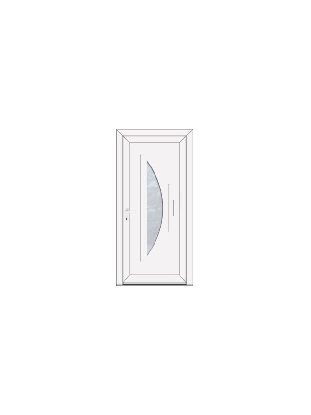 Porte d’entrée PVC BLANDINE sur mesure – Design géométrique & vitrage sablé – Gamme Élégance