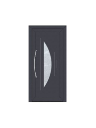 Porte d’entrée PVC BLANDINE sur mesure – Design géométrique & vitrage sablé – Gamme Élégance