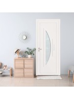 Porte d’entrée PVC BLANDINE sur mesure – Design géométrique & vitrage sablé – Gamme Élégance