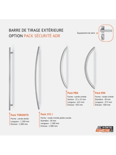 Porte d’entrée PVC BELLA sur mesure – Vitrage grands carrés & option inox – Gamme Élégance