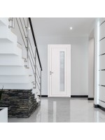 Porte d’entrée PVC BELLA sur mesure – Vitrage grands carrés & option inox – Gamme Élégance