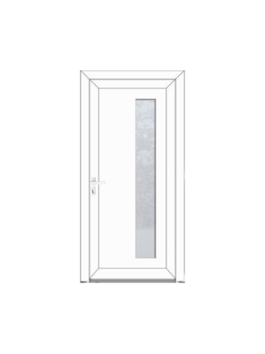 Porte d’entrée PVC BELLA sur mesure – Vitrage grands carrés & option inox – Gamme Élégance