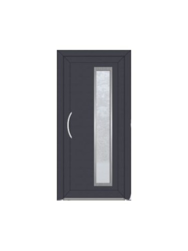 Porte d’entrée PVC BELLA sur mesure – Vitrage grands carrés & option inox – Gamme Élégance